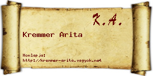 Kremmer Arita névjegykártya